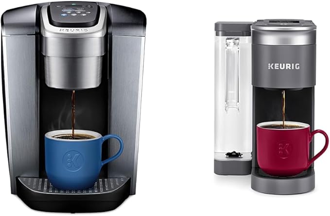 Keurig K-Elite Single-Serve K-Cup Pod Coffee Maker Brushed Silver &amp K-Supreme SMART Coffee Maker MultiStream Technology Brews 6-12oz Cup Sizes Gray