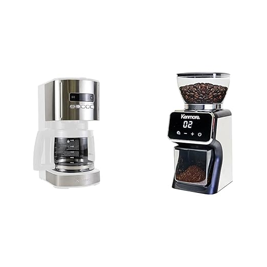 Koolatron Kenmore Coffee Maker 12 cup White + Kenmore Conical Burr Grinder