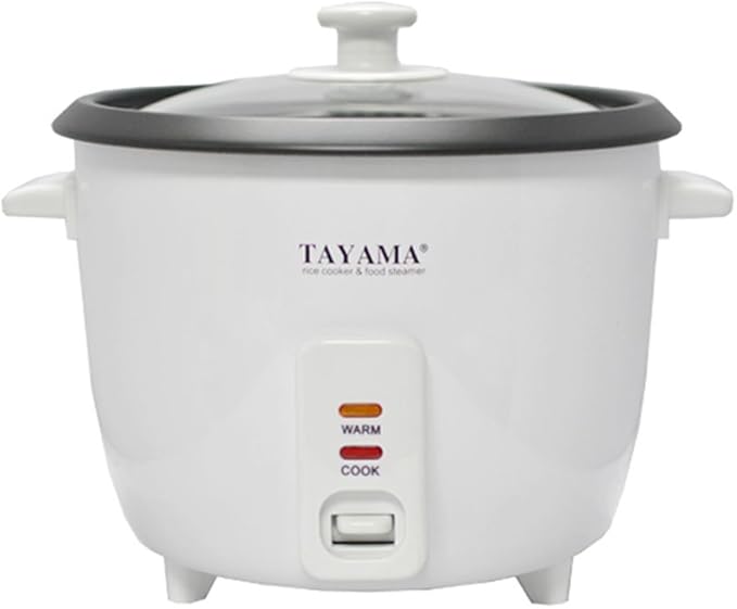 Tayama RC-8 Rice Cooker with 8 Cup Steam Tray White