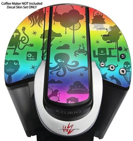 Decal Style Vinyl Skin compatible with Keurig K40 Elite Coffee Makers Cute Rainbow Monsters (COFFEE MAKER NOT INCLUDED)