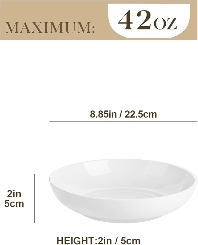 MALACASA 18 Pieces Porcelain Dinnerware Set Bundles 8.85 Large Pasta Bowls Set of 6
