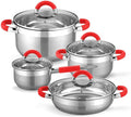 Cookware 8 Pieces Sets of Pans and Pots for Induction Vitroceramic and Gas. Glass Lids. Stainless Steel.