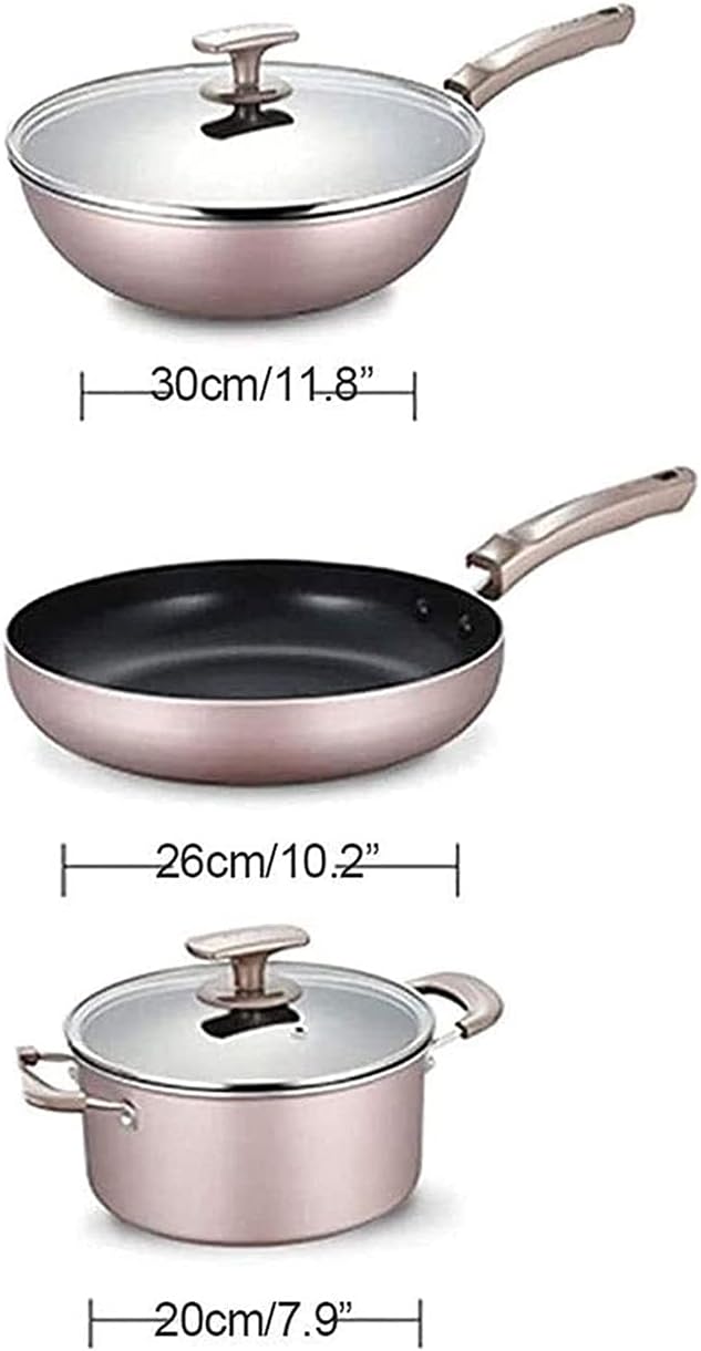 Non-Stick Pot and Pan SetKitchen Cookware SetStir-Fry PansFrying Pan and Saucepan Set with Lids3-Piece Set Variety Pack