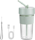 Portable Blender with Straw 350ML Rechargeable Juicer Cup with 6 Blades &amp Type-C Charging for Travel/Home (Green)