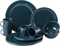 Cinsa 16 Piece. Enameled Dinnerware Camping/Outdoor Set for 4. Includes Plates Bowls Mugs Coffee Boiler