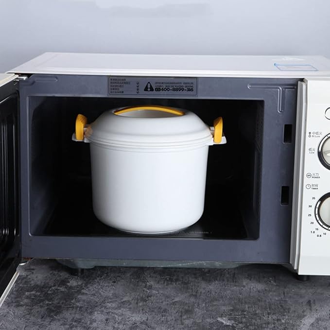 Hemoton 2pcs Microwave Food Container Rice Cooker Food Container: 1L Pasta Cooker Maker Oven Rice Cooker Microwave Cookware for Rice Chicken Pasta Rice Cooking Pot