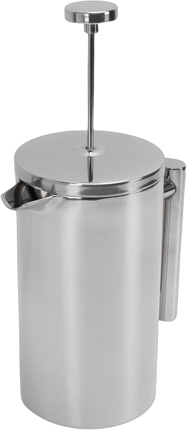 Focket French Press Coffee Maker Stainless Steel Double Wall Insulated Rustproof Dishwasher Safe Coffee Press U Shaped Spout Maker with for Home Office Camping (600ml)