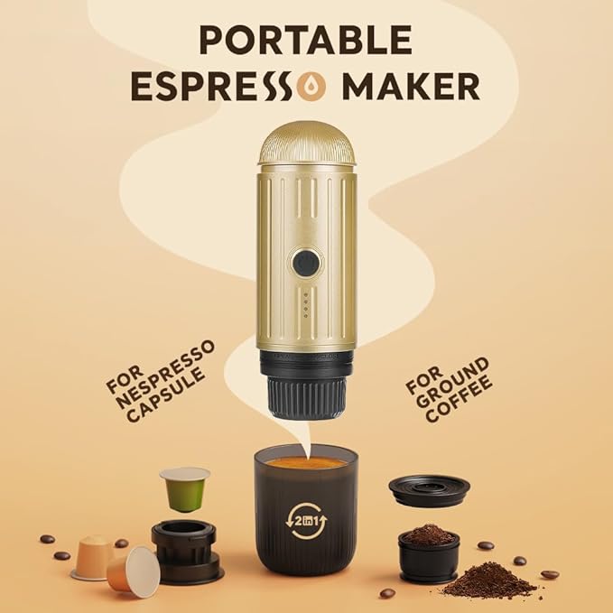 BENFUCHEN Portable Espresso Machine For Travel USB-C Charging Self-Heating Electric Espresso Maker 19 Bar Mini Coffee Maker On the Go For Camping/Hiking Ground Coffee &amp NESPRESSOpods (Light Go