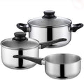 JSEIAJB 3pcs cookware set stainless steel glass lid stock pot kitchen set milk stock pot universal hot non stick pot