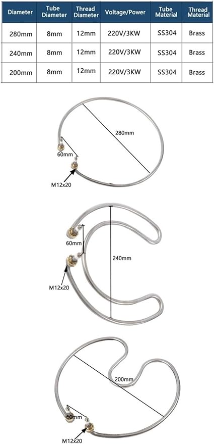9000W 380V SUS304 One Set of Heating Element for Rice Cooker/Noodle Barrel Ring-Shape Water Heat Tube for WJ-B Barrels Pot Nicely