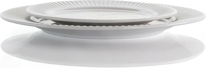 18-Piece White Porcelain Dinnerware Set with Serving Bowls – Elegant Textured Dish Set for 4 Microwave &amp Dishwasher Safe