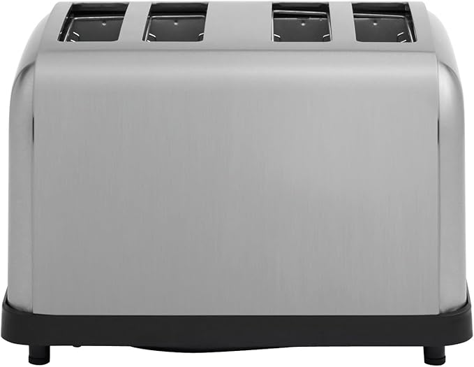 Kratos Commercial Four Slice Pop-Up Toaster 1.5 Wide Slots for Bagels and Special Breads Stainless Steel Countertop Toaster with Two Crumb Trays 120V 1800 Watts ETL Certified (29M-011)