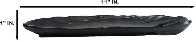 Ebros Gift Contemporary Ridged Matte Black Melamine Series Dinnerware Serveware Kitchenware Set Japanese Chinese Restaurant Supply (Pack Of 6 Half Moon Partitioned Sushi Plate Platter 11 L)
