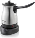 Arzum Cezve Electric Turkish Coffee Maker Stainless Steel Boil-Dry Protection Lid for Extra Protection Cordless Use 1 to 4 cups 120V 3-pin US-plug 800W