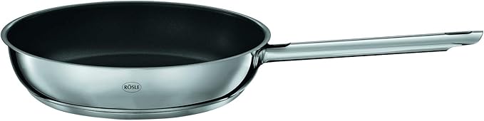 RÖSLE DIALOG Bratpfannen-Set 3-tlg. Pfannen mit Keramikversiegelung ProCera 20 cm - 24 cm - 28 cm Durchmesser Edelstahl 18/10 silberfarben / schwarz PFOA frei Induktionsgeeignet