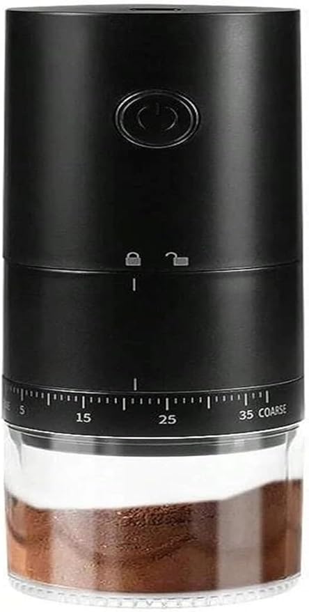 Portable Coffee Machine Portable Electric Coffee Bean Grinder 38 Levels Externally Adjustable USB Charging 1500mAh Rechargeable Home Mini Coffee Makerfor Outdoor Travel Picnic(Black)