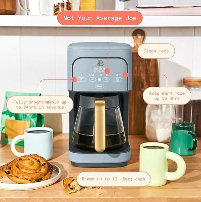 Beauti Coffee Maker 12 cup Programmable Brewing Versatility Advanced Programming 1200 W Keep Warm mode (Cornflower Blue)