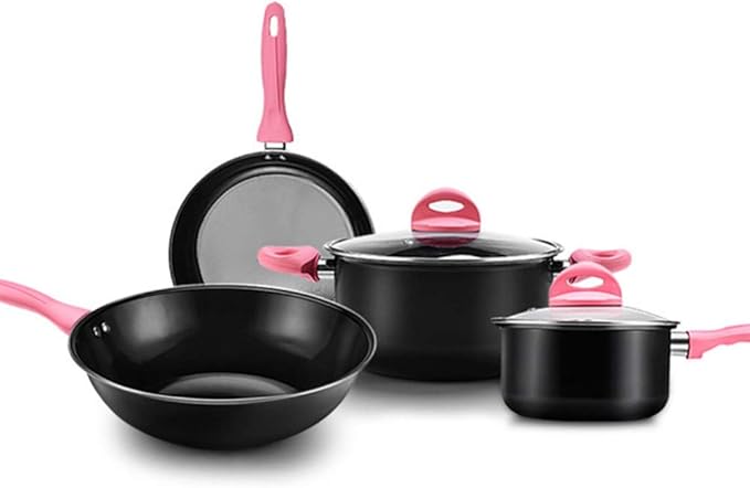 3-Piece Cookware Set Aluminum Non-Stick Cookware Glass Lid Comfortable Handle Suitable Cooker Easy to Clean Frying Pa