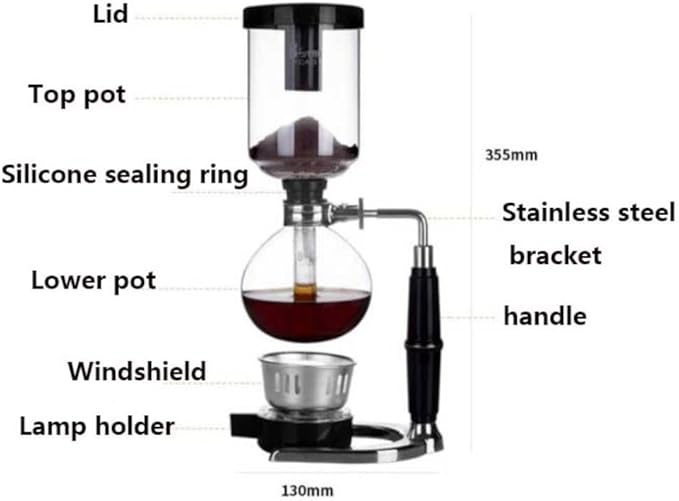Grafken Vacuum Siphon Coffee Maker 3-5 Cup Capacity Black