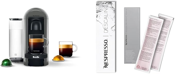 Nespresso Vertuo Plus Coffee and Espresso Maker by Breville Grey Descaling Kit