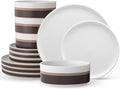 Noritake ColorStax Stripe Brown 12-Piece Dinnerware Set Service for 4