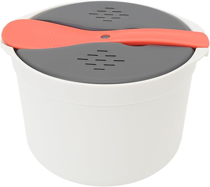 Focket Microwave Rice Cooker Portable Food Grade Plastic Microwave Rice Steamer with Strainer and Venting Design for Cooking Pasta Vegetables