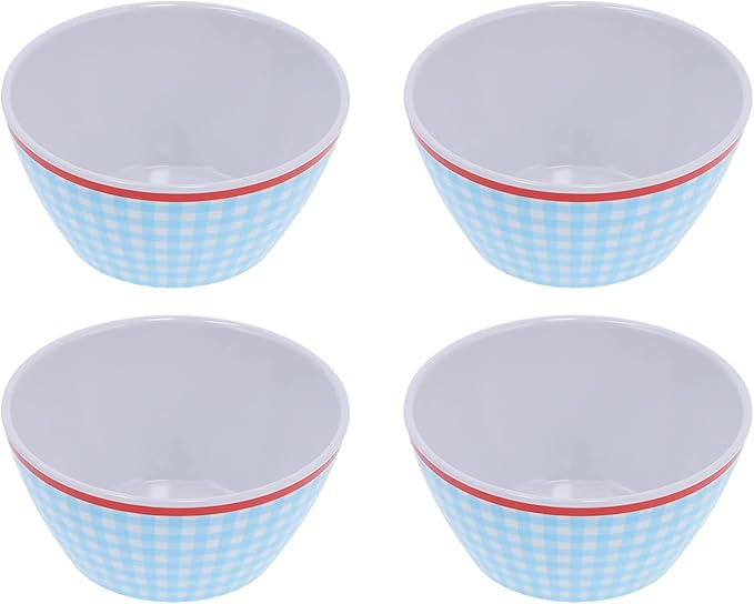 Blue Grid Dinnerware Set 12Pcs Household Tableware Melamine Cup Bowl Plate for Home Restaurant and Imitation Porcelain with Fall Scald