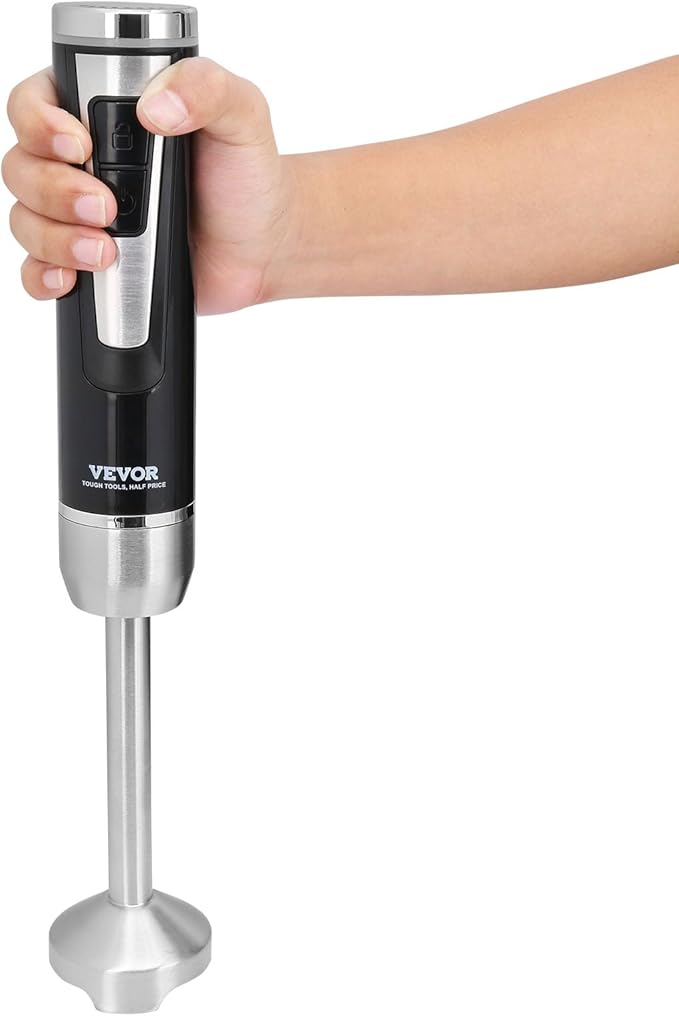 VEVOR Hand Blender 8 Variable Speeds Immersion Blender Stainless Steel Handheld Blender Powerful Motor Hand Mixer USB Charging Cable Multi-purpose Easy Control Grip Stick Mixer
