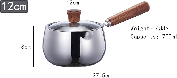 3-Piece Stainless Steel Cookware Set – Titanium Non-Stick Frying Pan with Lid Wooden Handle Milk Pot &amp SUS316 BBQ Tongs – Perfect for Home Kitchen Camping &amp Grilling