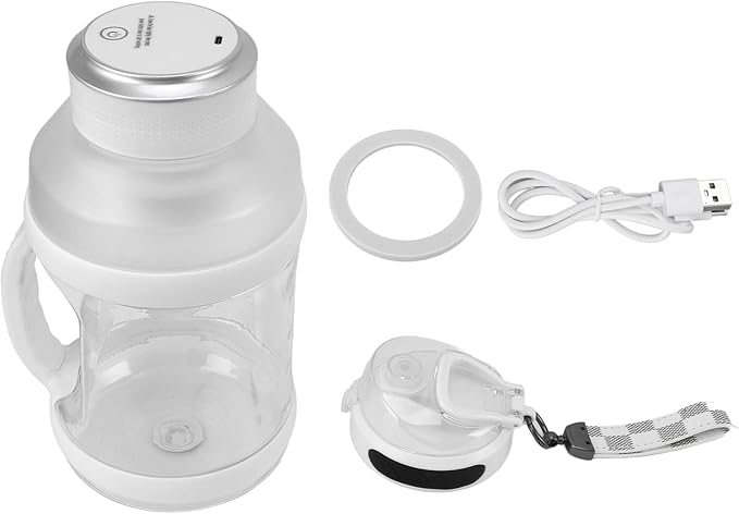 Topyond Portable 2L Sport Blender with 18000rpm Motor 4000mAh Rechargeable Battery USB ChargingDouble Cap Design for Shakes Smoothies JuicesTravel Essential (White)