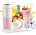 Portable Blender for Shakes and Smoothies Stainless Steel Smoothie Blender 15.7oz Electric Juicer with 6 Blades for Protein &amp Shakes USB Rechargeable Personal Mixer for Kitchen Office(Pink)