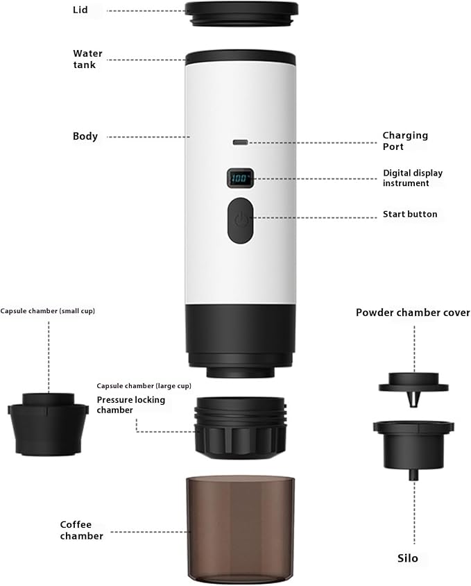 Single Button Operations Capsuled Coffee Maker Detachable Parts Fast Systems Portable Design For Car Camping