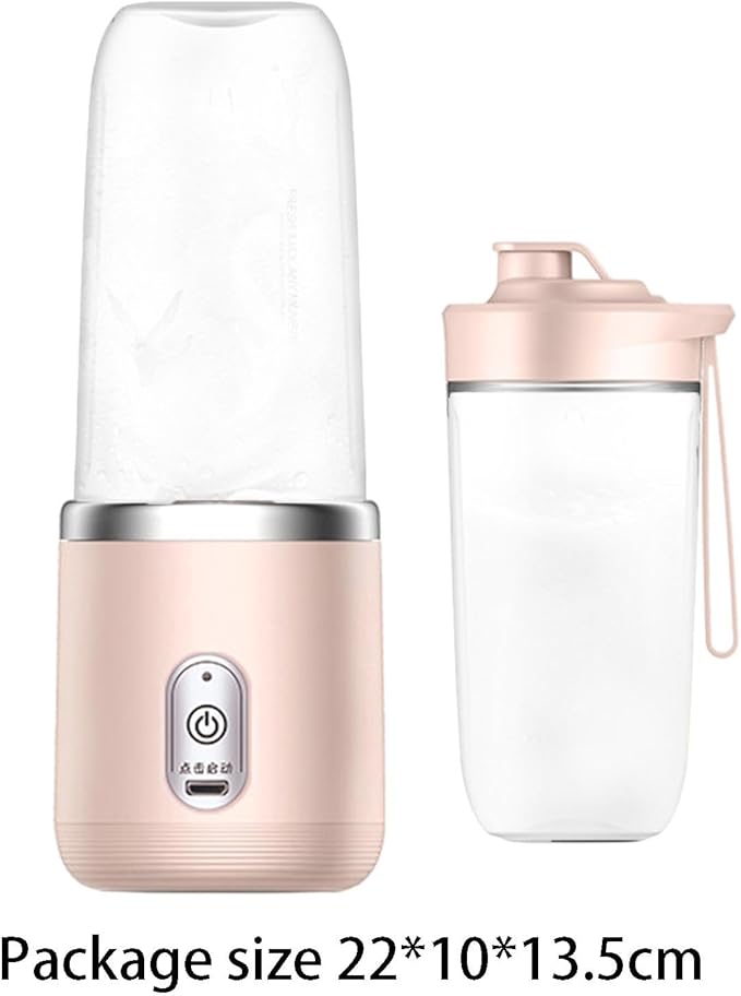 Portable Blender Fruit Juicing Cup 400ml with Water Bottle Juicer Machine Smoothie Blender for Salad Smoothies Pink
