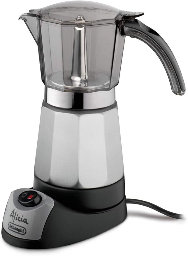 De'Longhi Alicia EMKM 9 Electric Mocha Coffee Maker 550 W 9 Cup Capacity Auto Shut Off Swivel Base Black and Silver