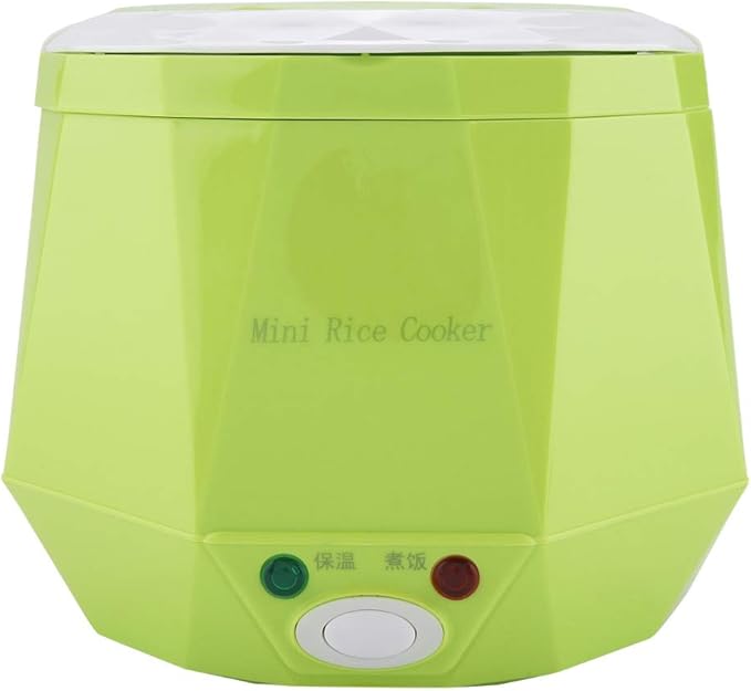 Electric Rice Cooker Portable Electric Car Truck Food Steamer Mini Travel Rice Cooker 12V 100W 1.3 L Portable Meal Heater Food Warmer(Green)