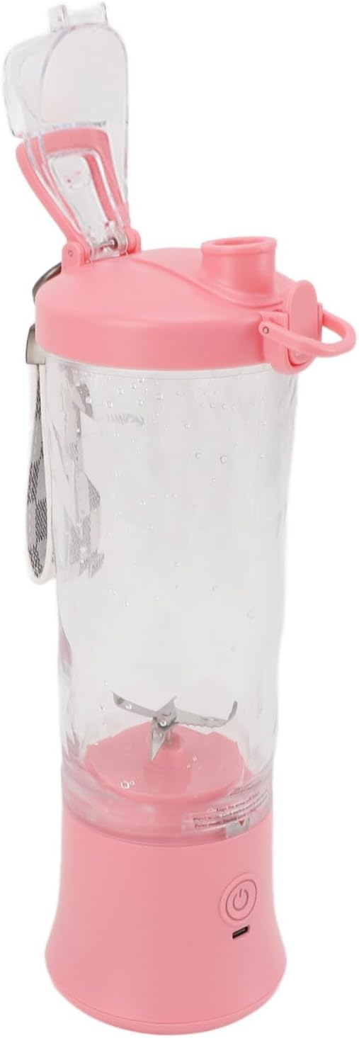 Portable Blender USB Rechargeable 600ml 150W 18000RPM High Speed Personal Blender with 4000mAh Battery Leakproof Lid for Smoothies Shakes Travel Sports Home Use ABS Stainless Steel (Pink)