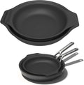 Silicone Pan Protectors &amp Separators for Stacking (10 &amp 12 Inch) - Non-Toxic Heat-Resistant Pads | Dishwasher Safe Durable Cookware Protector (Black Mixed)
