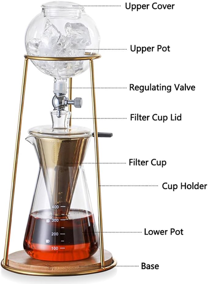 Cold Brew Coffee Maker Slow Drip Ice Coffee Brewer 400ML Borosilicate Glass Pour Over Dripper Coffee for Home Coffee Bar Accessories