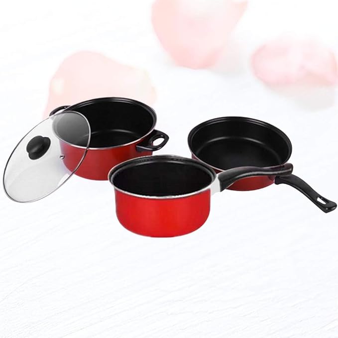 Frying Pan 3pcs Non-Stick Frying Pan Soup Pot Milk Pan Set Multifunctional Cooking Tool Kitchen Utensil for Home Daily Use Cooking pots and Pans