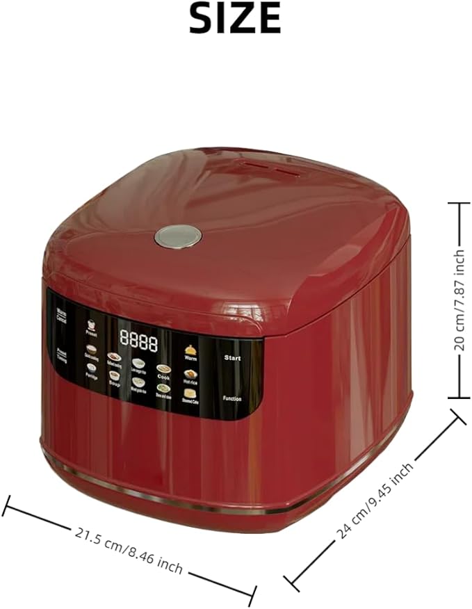 One Touch Rice Cooker 2L Small Rice Cooker with Titanium Inner Pot 10-in-1 Multi-Cooker for Rice Steamer Slow Cook Digital Keep Warm &amp 24H Delay Timer (White)
