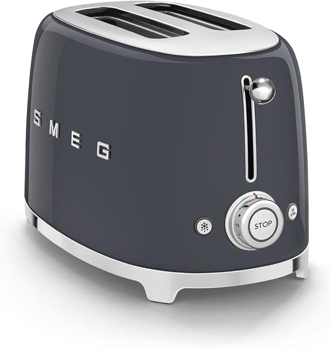 Smeg Retro Drip Coffee Machine and 2-Slice Toaster Bundle (Gray)