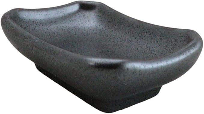 Ebros Gift Iron Black Clay Underglaze Technique Tetsu Kesho Porcelain Dinnerware Kitchen Set Asian Japanese Restaurant Supply (Pack Of 6 Rectangle Condiment Sauce Dishes 2oz)