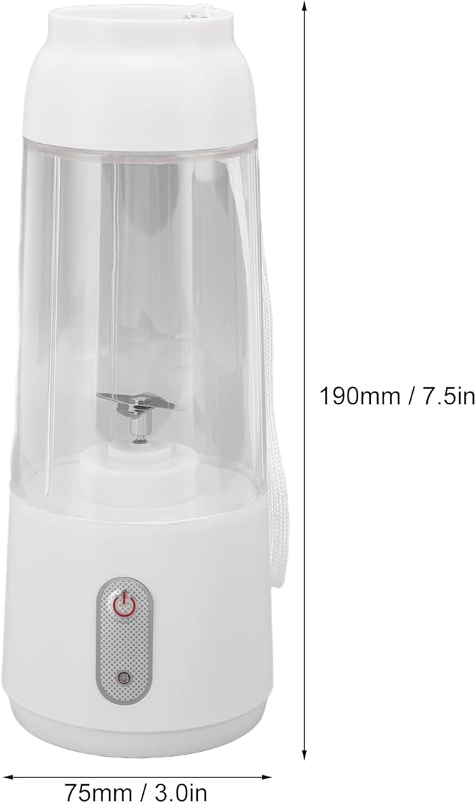 Electric Juicer Cup Portable Blender Multi Purpose One Click Function USB Charging Handheld Safety Juicer Cup Office (White)