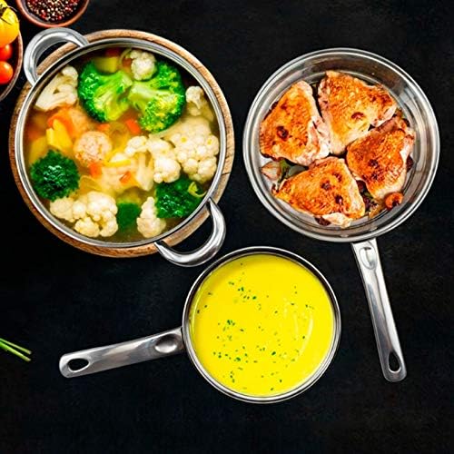 Cookware Set Stainless Steel Pots Composite Bottom Saucepan Saute Steak Pan Non Stick Fry Pan with Lids Kitchenware Set 3PCS
