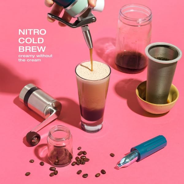 Premium 0.5L Nitro Coffee Maker Aluminum Nitro Cold Brew Coffee Maker with Nitro Diffuser Nozzle &amp Cold Brew Pitcher for Making Nitro Cold Brew 1 Pint/0.5L Includes (10) Nitro Cartridges