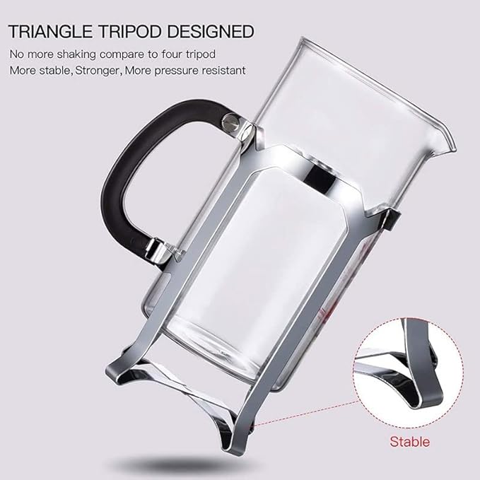 French Press Coffee Maker SystemHeat Resistant Thickened Borosilicate Glass Easy Clean