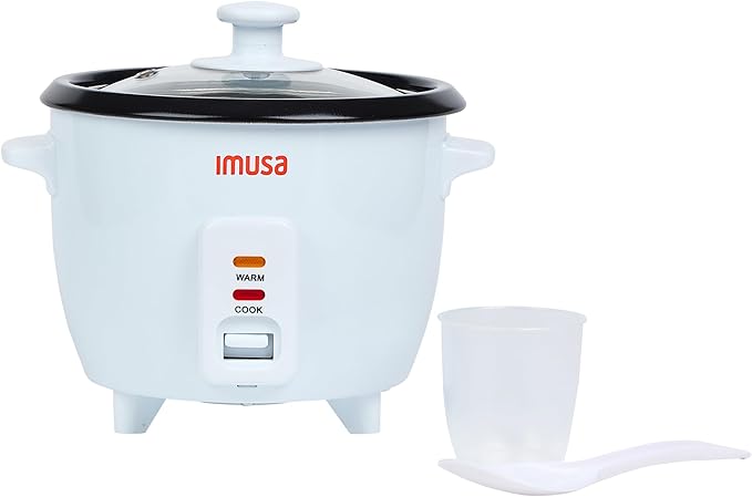 IMUSA Mini Electric Rice Cooker 6 Cup Cooked 3 Cup Uncooked – Ceramic Nonstick Pot Small Multi Cooker for Rice Quinoa Oatmeal Stew – Keep Warm – Compact for Dorm RV Kitchen
