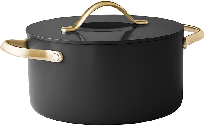 11 Piece Modern Ceramic Cookware Set (Black) – Nonstick Healthy Ceramic Interior – Heavy Gauge Aluminum with Induction Base – Oven Safe to 450°F