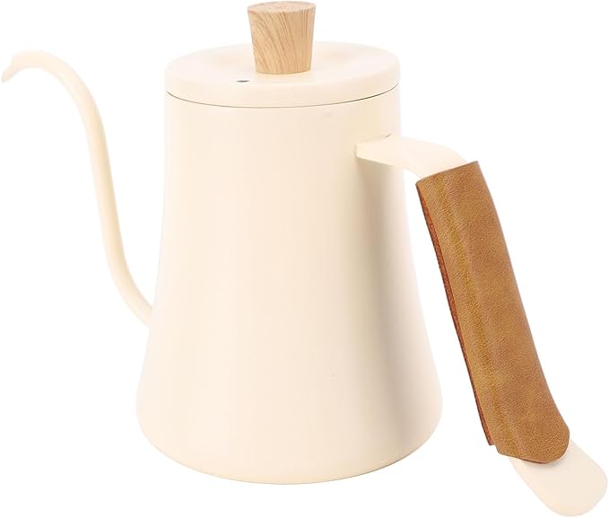 Zerodis Coffee Makers Coffee Cups Pour Over Tea Pot with Cover Ergonomic Handle 600ml Large Capacity Stainless Steel Brewer Accurate Pouring for Hot Cold Drink 10.2x5.5in