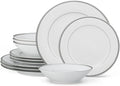 Noritake Regina Platinum 12-Piece Dinnerware Set Service for 4